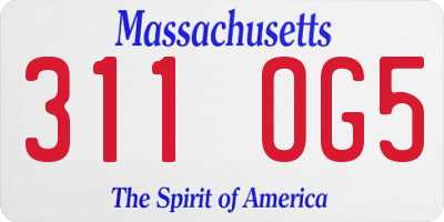 MA license plate 311OG5