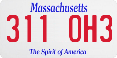 MA license plate 311OH3