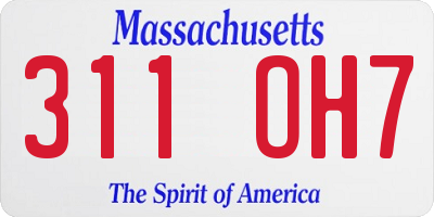 MA license plate 311OH7