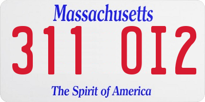 MA license plate 311OI2