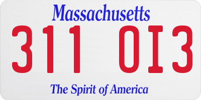 MA license plate 311OI3