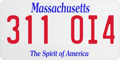 MA license plate 311OI4