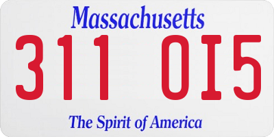 MA license plate 311OI5