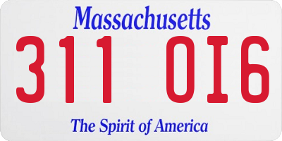 MA license plate 311OI6