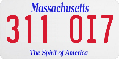 MA license plate 311OI7