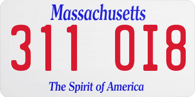 MA license plate 311OI8