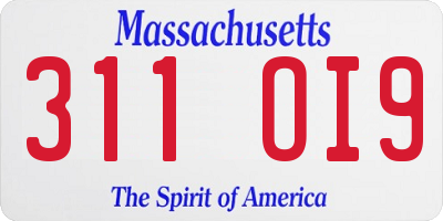MA license plate 311OI9