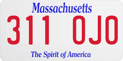 MA license plate 311OJ0