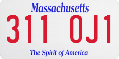 MA license plate 311OJ1