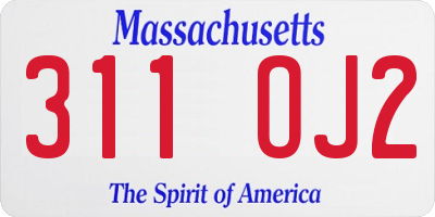 MA license plate 311OJ2