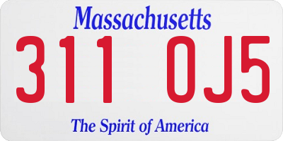 MA license plate 311OJ5