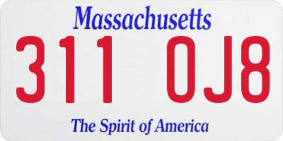 MA license plate 311OJ8