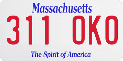 MA license plate 311OK0
