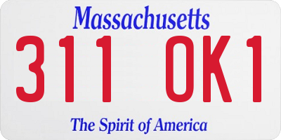 MA license plate 311OK1
