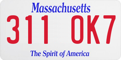 MA license plate 311OK7