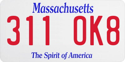 MA license plate 311OK8