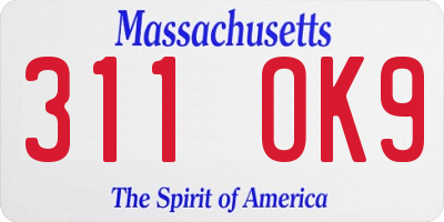 MA license plate 311OK9