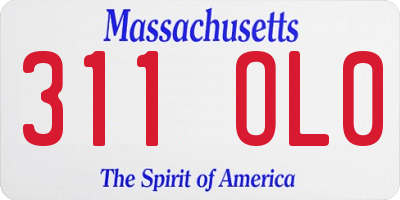 MA license plate 311OL0