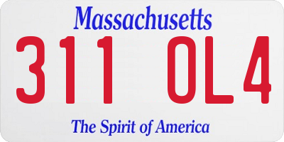 MA license plate 311OL4