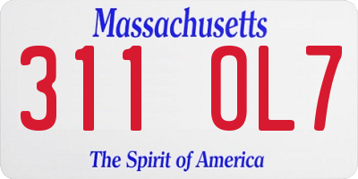 MA license plate 311OL7