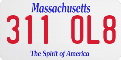 MA license plate 311OL8