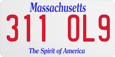 MA license plate 311OL9