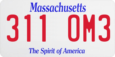 MA license plate 311OM3