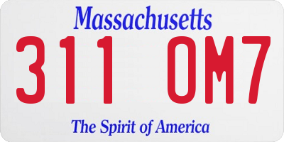 MA license plate 311OM7