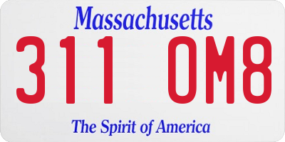 MA license plate 311OM8