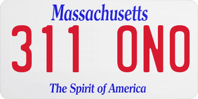 MA license plate 311ON0
