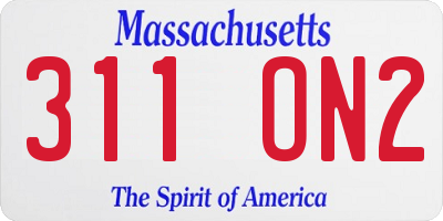 MA license plate 311ON2