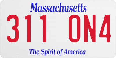 MA license plate 311ON4