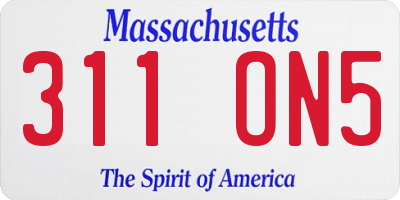MA license plate 311ON5