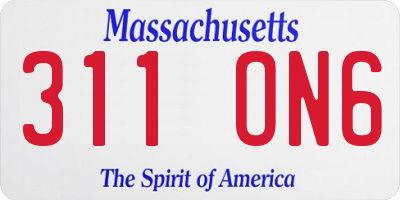 MA license plate 311ON6
