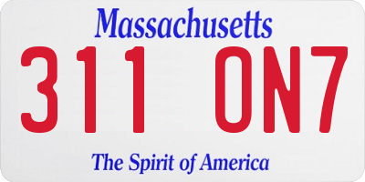 MA license plate 311ON7