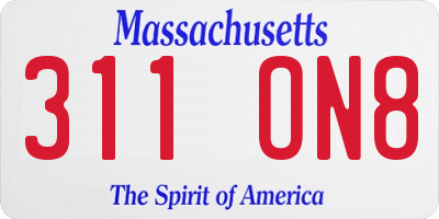 MA license plate 311ON8