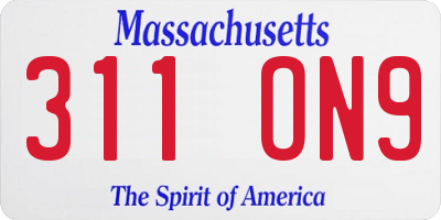 MA license plate 311ON9