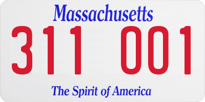 MA license plate 311OO1