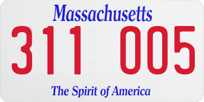 MA license plate 311OO5