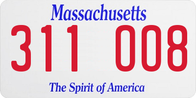 MA license plate 311OO8