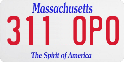 MA license plate 311OP0
