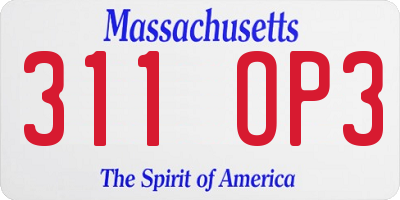 MA license plate 311OP3