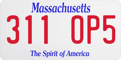 MA license plate 311OP5