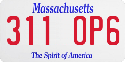 MA license plate 311OP6