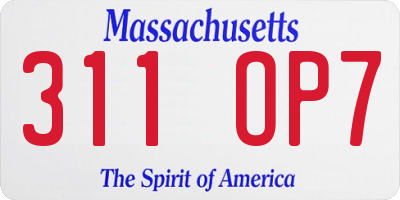 MA license plate 311OP7