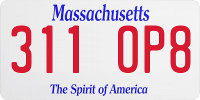 MA license plate 311OP8