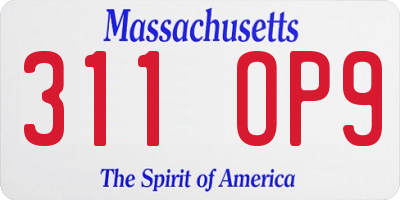 MA license plate 311OP9