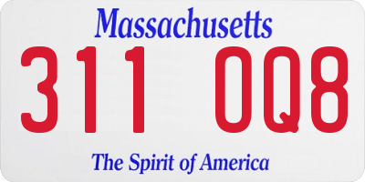 MA license plate 311OQ8