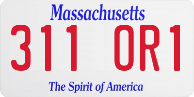 MA license plate 311OR1