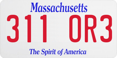 MA license plate 311OR3